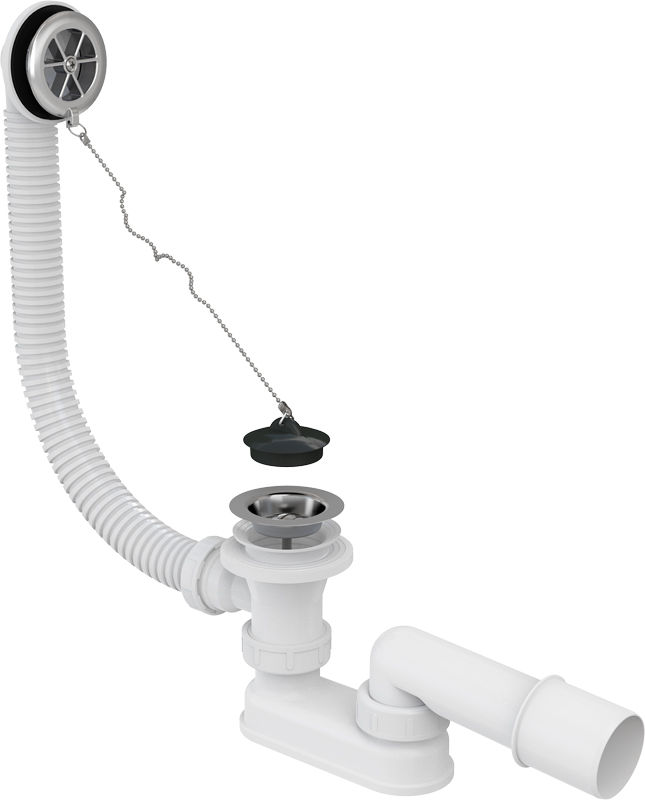 Слив-перелив для ванны AlcaPlast A501 52 мм, хром, с сифоном