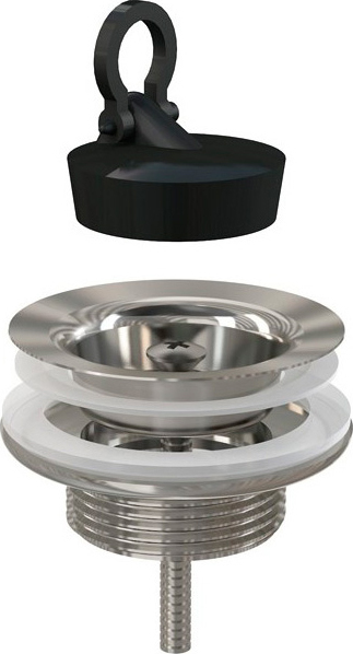 Выпуск для раковины AlcaPlast A439 без перелива, матовый черный, с пробкой