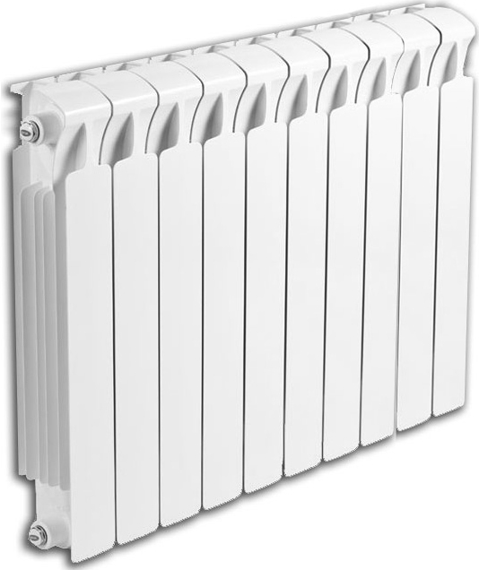 Радиатор биметаллический секционный Rifar Monolit 500 10 секций, боковое проходное подключение, белый RAL 9016
