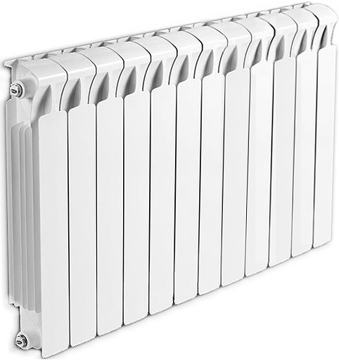 Радиатор биметаллический секционный Rifar Monolit 500 12 секций, боковое проходное подключение, белый RAL 9016