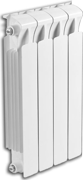 Радиатор биметаллический секционный Rifar Monolit 500 4 секции, боковое проходное подключение, белый RAL 9016