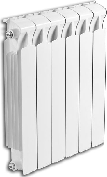 Радиатор биметаллический секционный Rifar Monolit 500 6 секций, боковое проходное подключение, белый RAL 9016