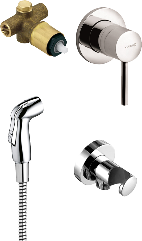 Гигиенический душ Kludi Bozz 389990576 со смесителем, С ВНУТРЕННЕЙ ЧАСТЬЮ