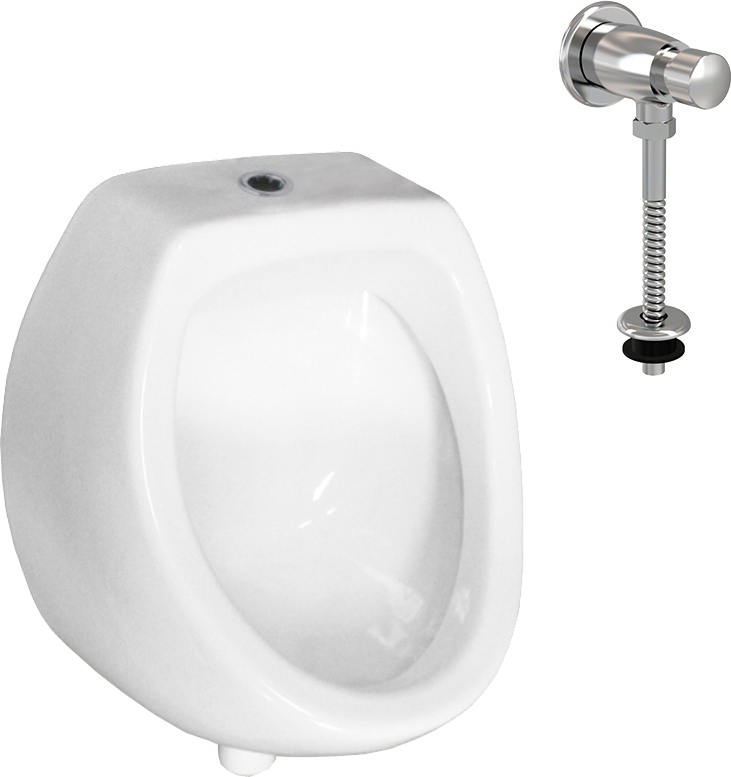 Комплект Писсуар Rosa Мини Вн ПсБ03 подвесной + Смыв AlcaPlast ATS001 кнопочный вентиль