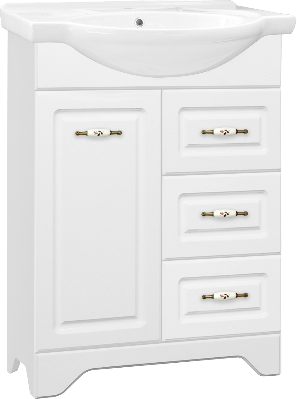 Тумба под раковину без столешницы Style Line Олеандр-2 65 Люкс 3 ящика, белая