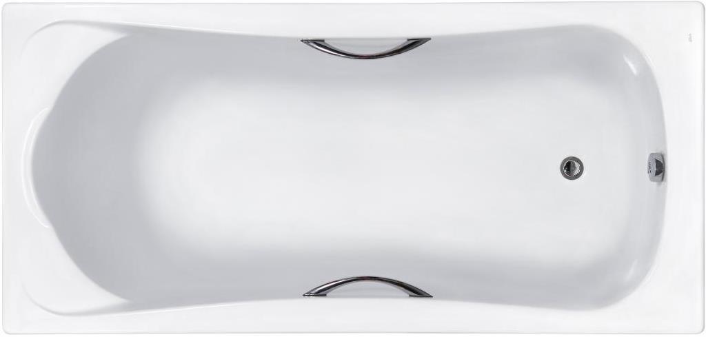 Акриловая ванна Roca BeCool 170x80 см, встраиваемая, белая, с каркасом, с ручками, со сливом-переливом