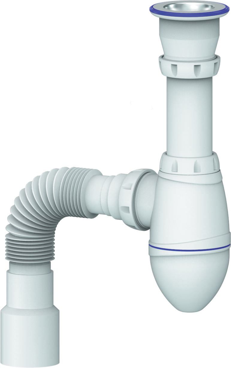 Сифон для раковины Unicorn А220 32 мм, бутылочный, белый, хром