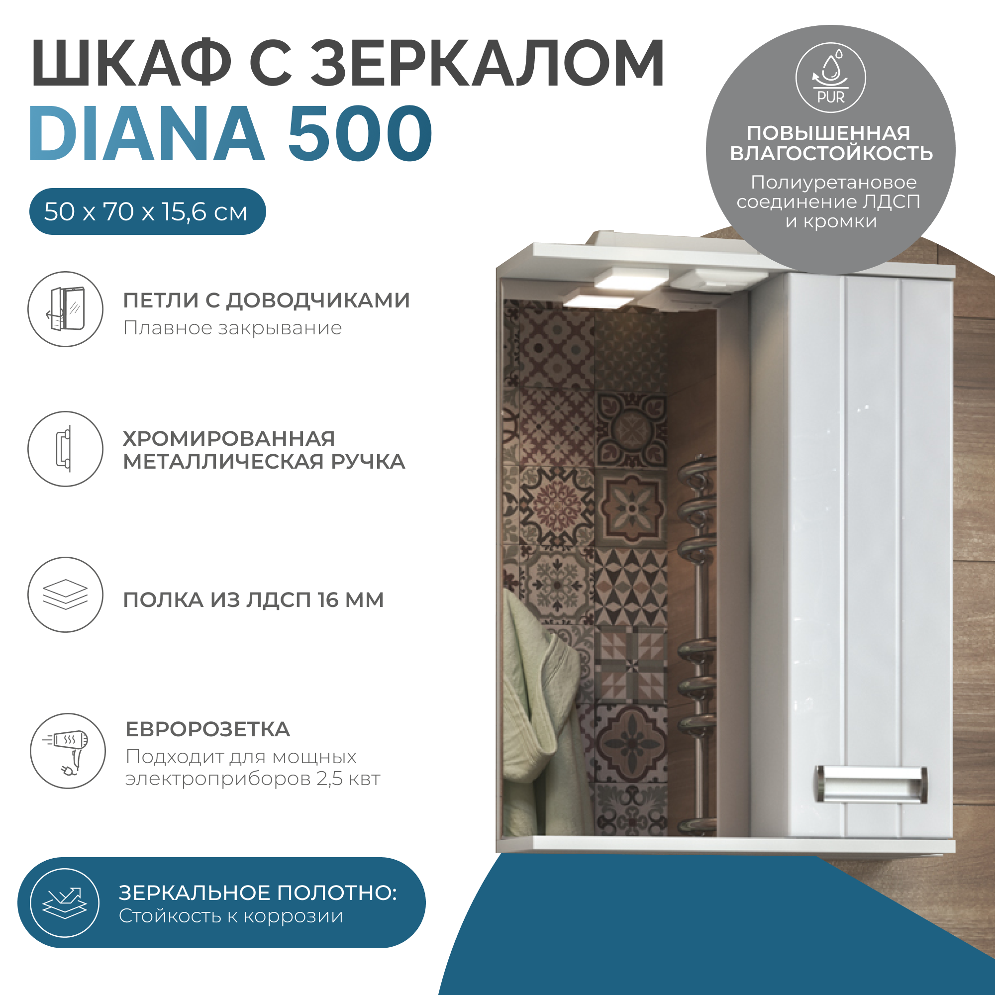 Зеркало Vigo Diana R 50
