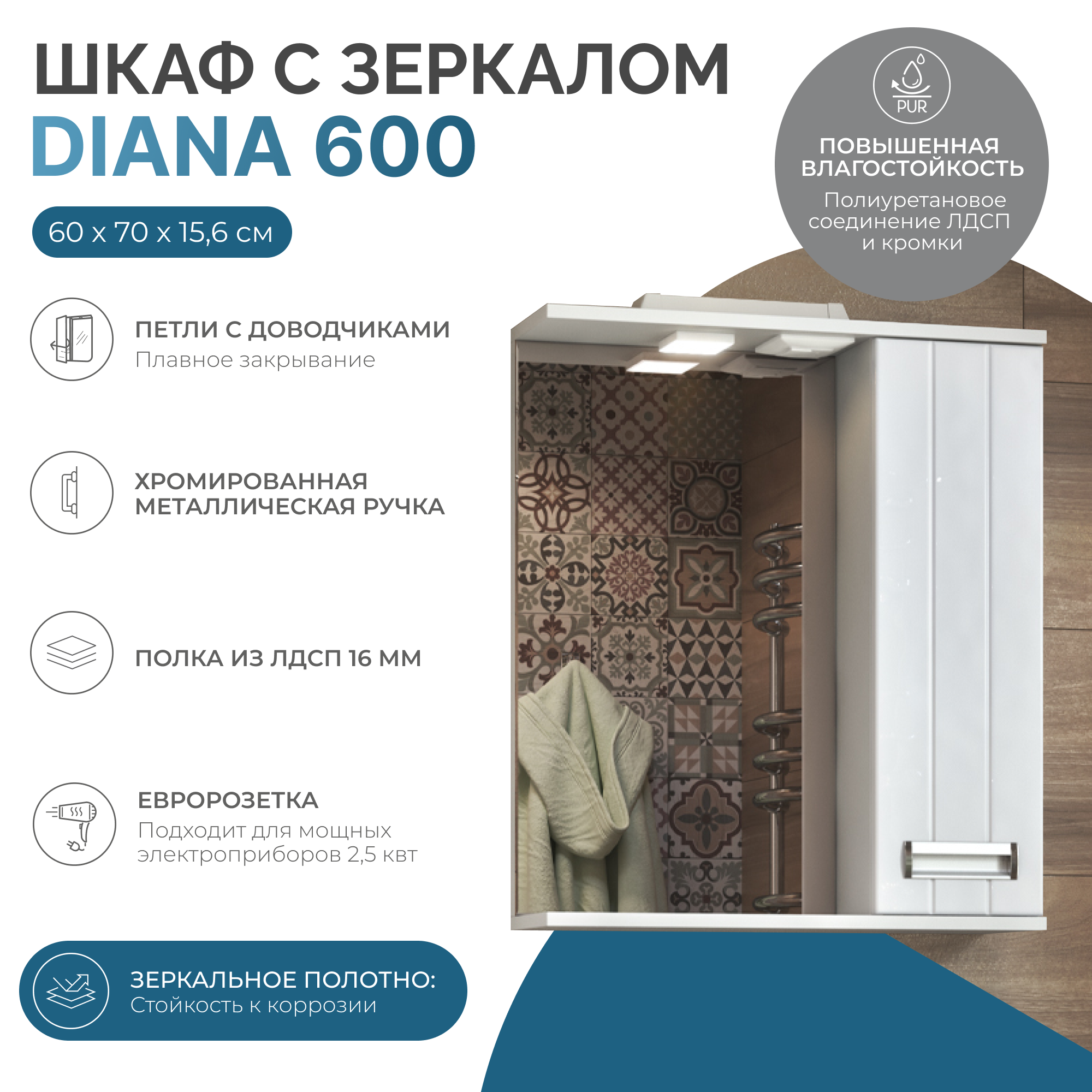 Зеркало Vigo Diana R 60