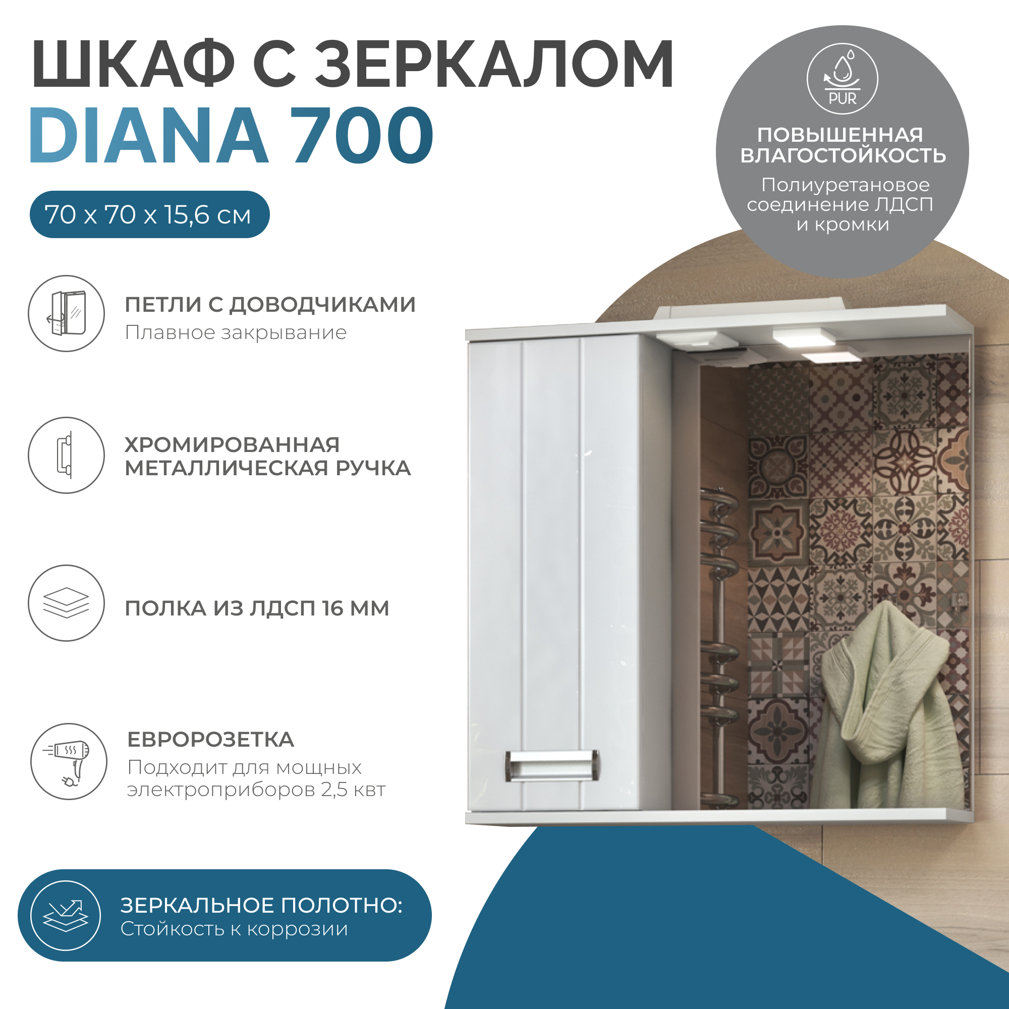 Зеркало Vigo Diana L 70