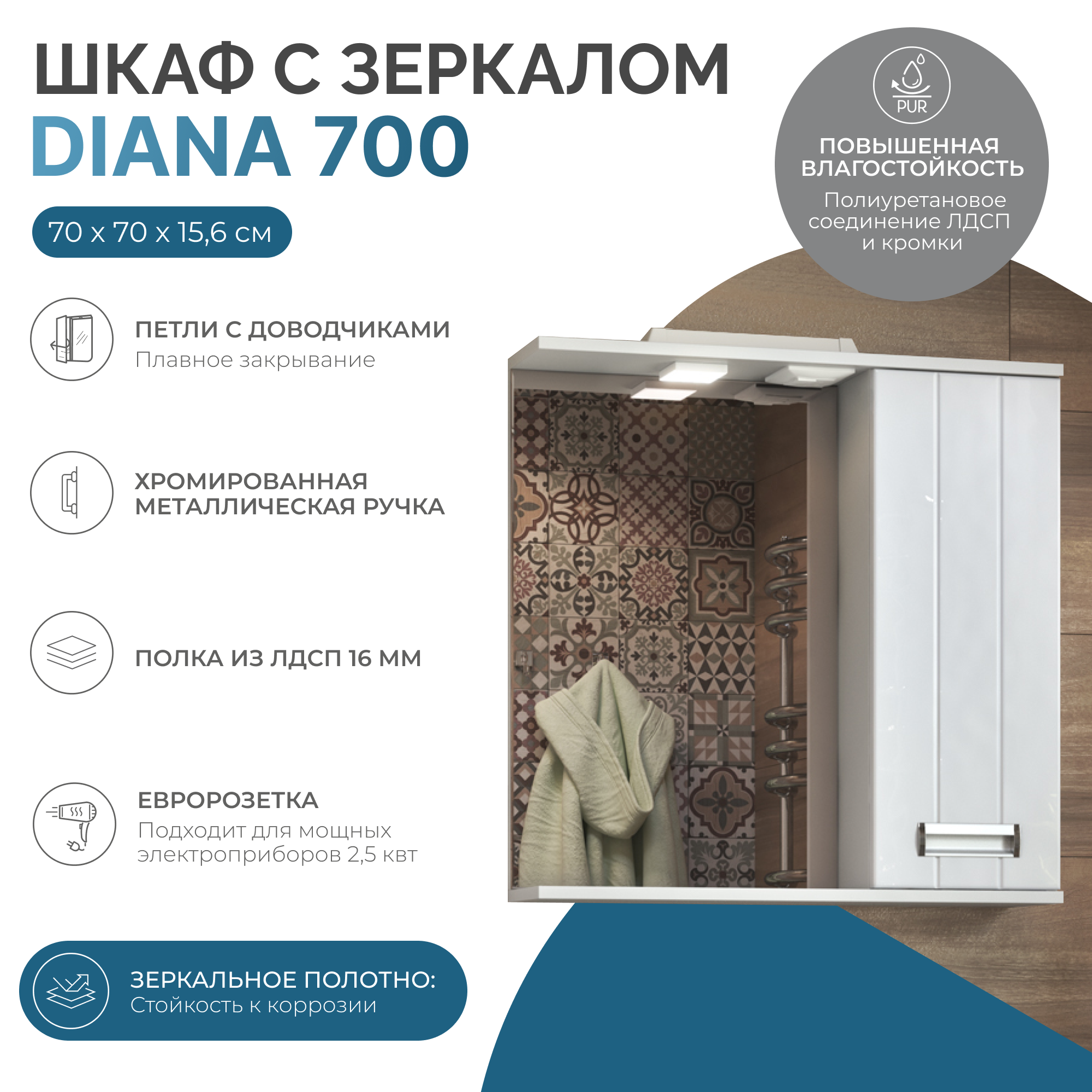 Зеркало Vigo Diana R 70