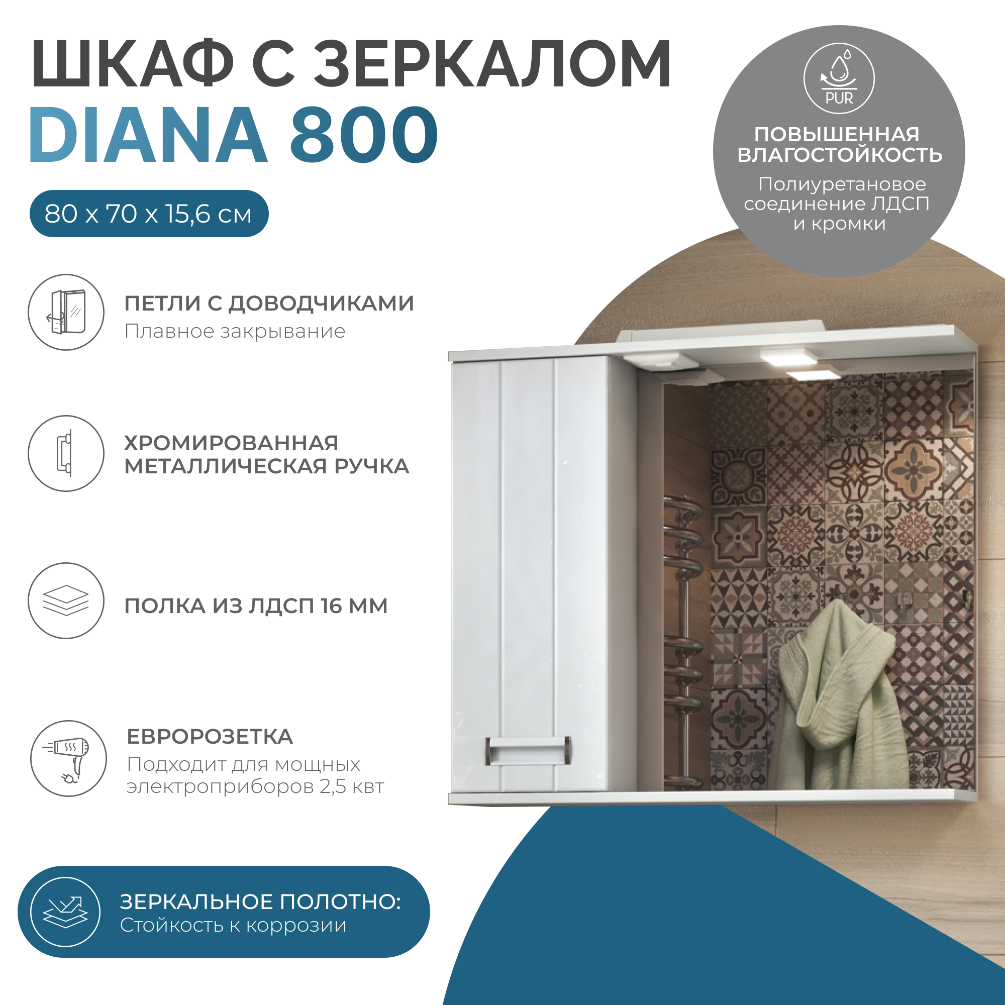 Зеркало Vigo Diana L 80