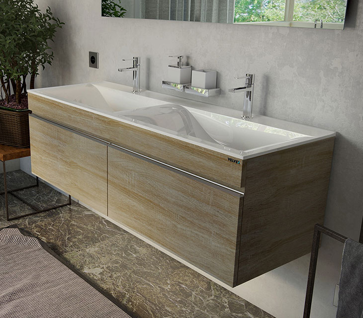 Тумба под раковину без столешницы Velvex Pulsus 140 подвесная, дуб сонома