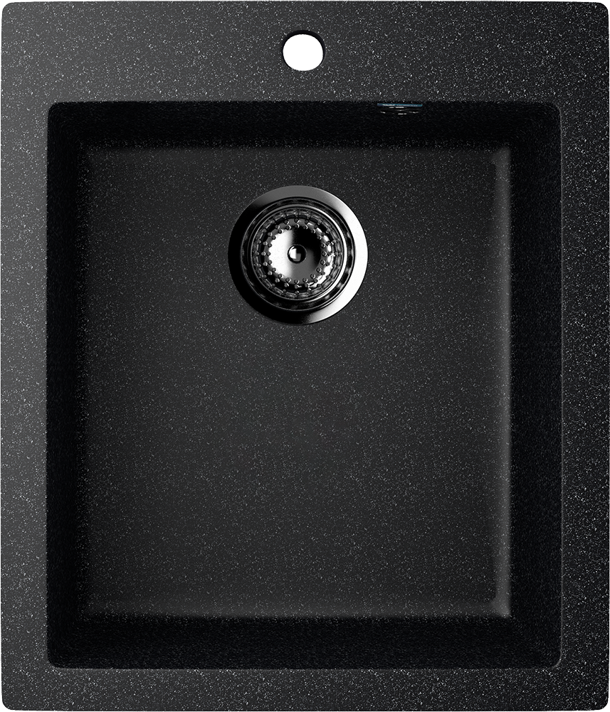 Мойка кухонная Ulgran U-404 -308 черная, встраиваемая, российская, матовая, квадратная