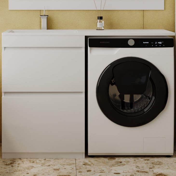 Тумба с раковиной Style Line Даллас 120 Люкс Plus напольная, белая L