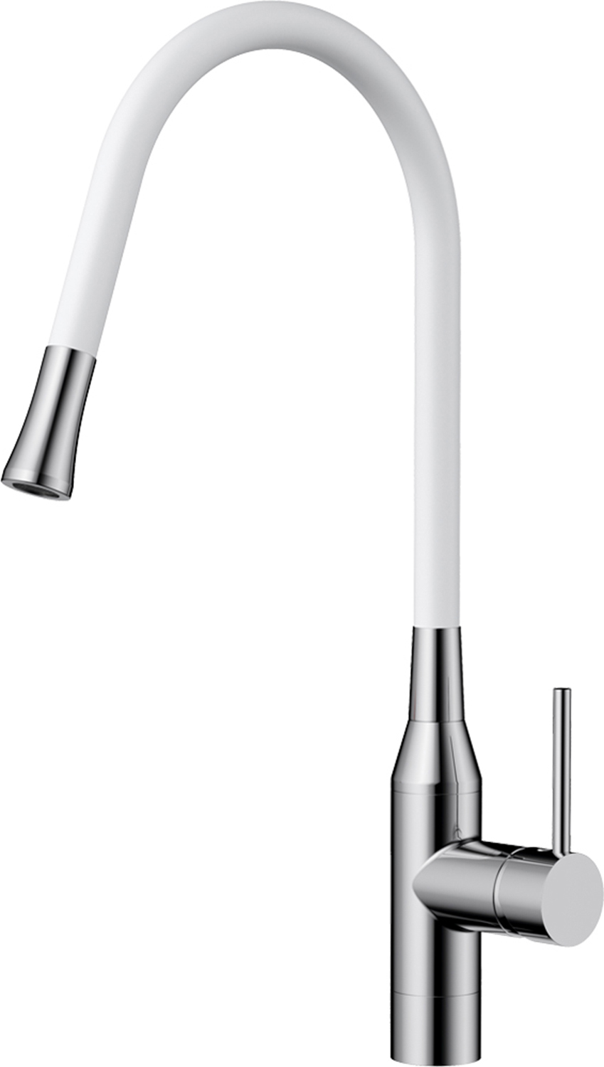 Смеситель для кухни Omoikiri Yatomi с гибким изливом нержавеющая сталь, белый