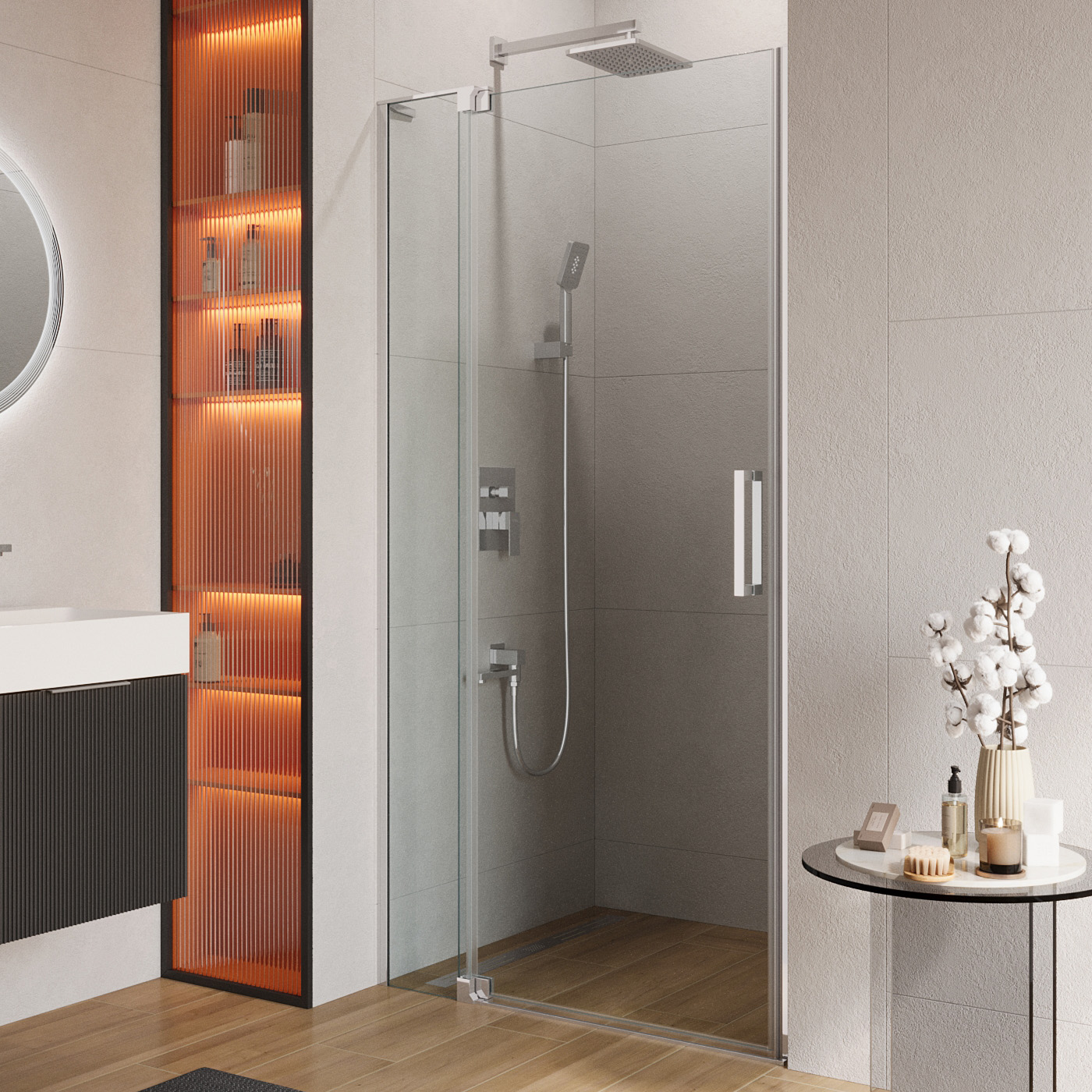 Душевая дверь в нишу Cezares Slider B 1 90/100 C Cr профиль хром, стекло прозрачное