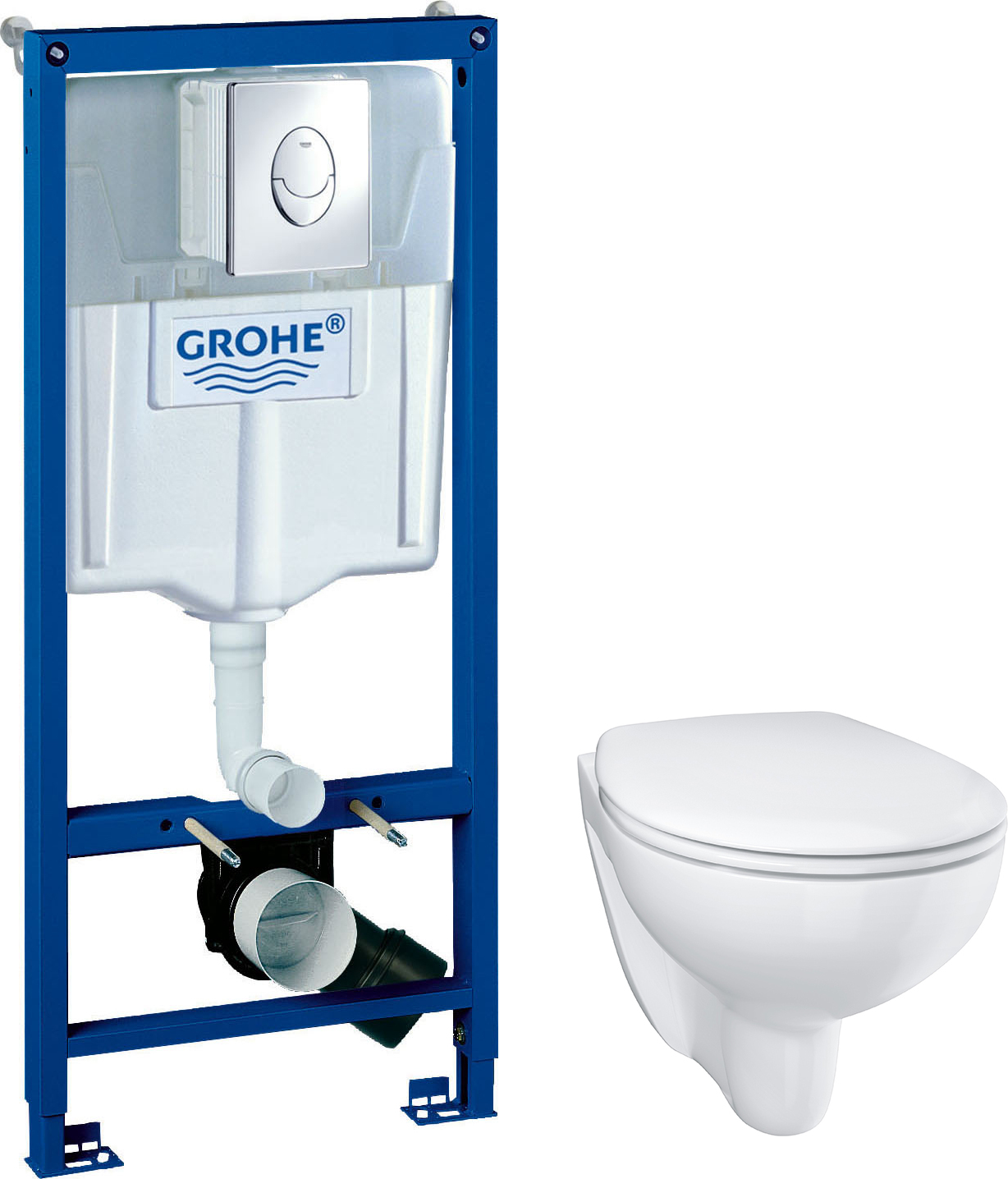 Комплект 3 в 1 Унитаз подвесной Grohe Bau Ceramic 39351000 + Инсталляция с кнопкой Rapid SL 38721001 + Звукоизоляция 37131000