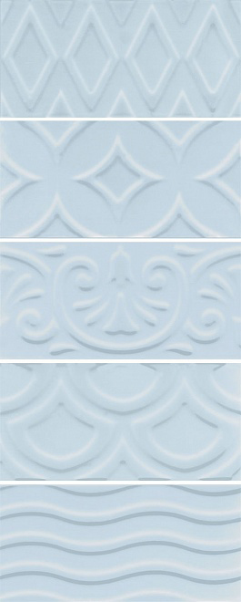 Керамическая плитка настенная KERAMA MARAZZI Авеллино глянцевая, 7,4х15 голубая, mix