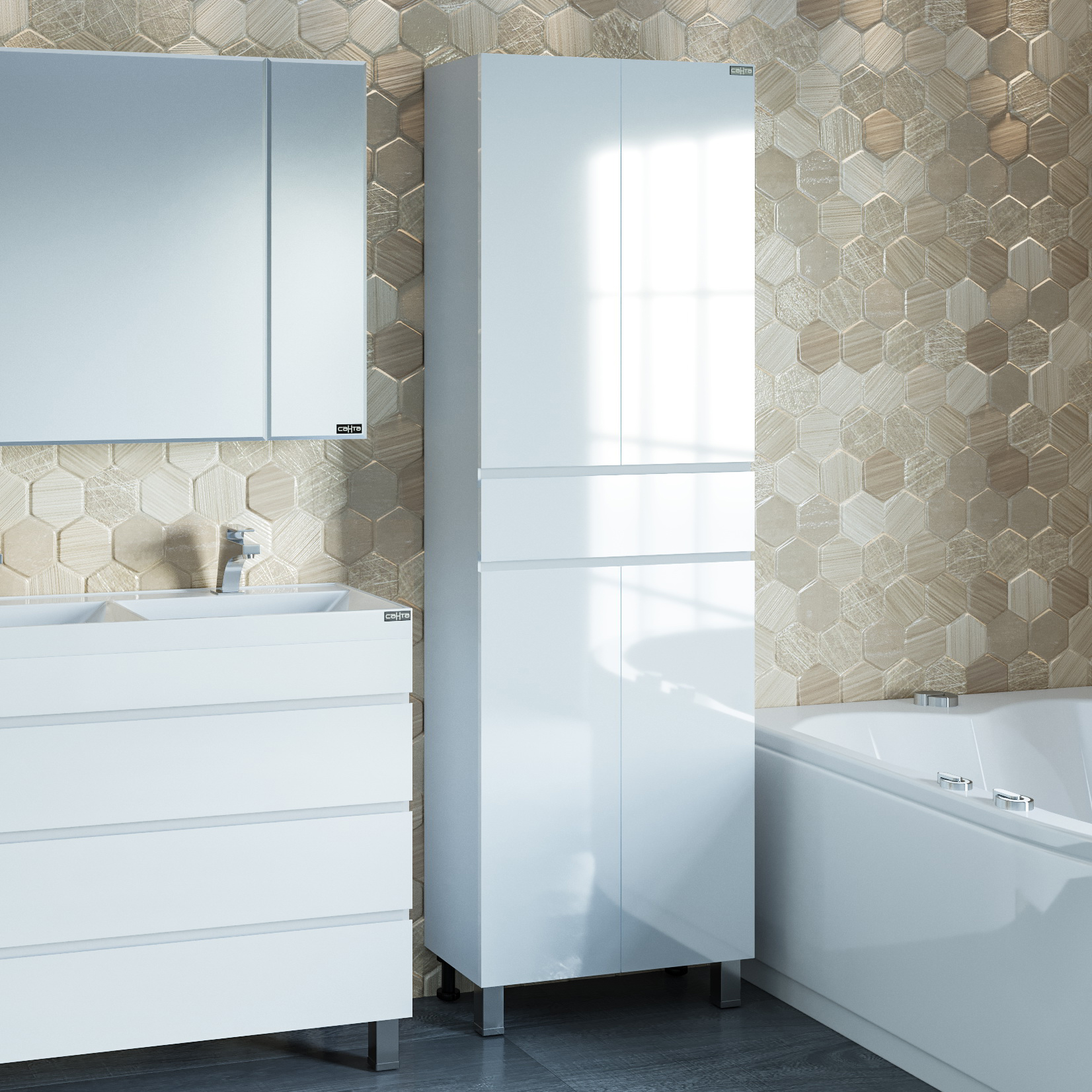 Шкаф-пенал для ванной СаНта Марс 60 напольный