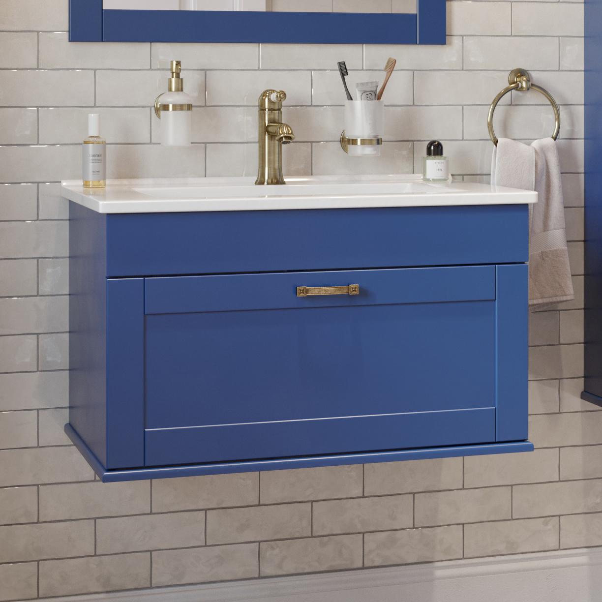 Тумба под раковину без столешницы Sanflor Ванесса 75, подвесная, индиго