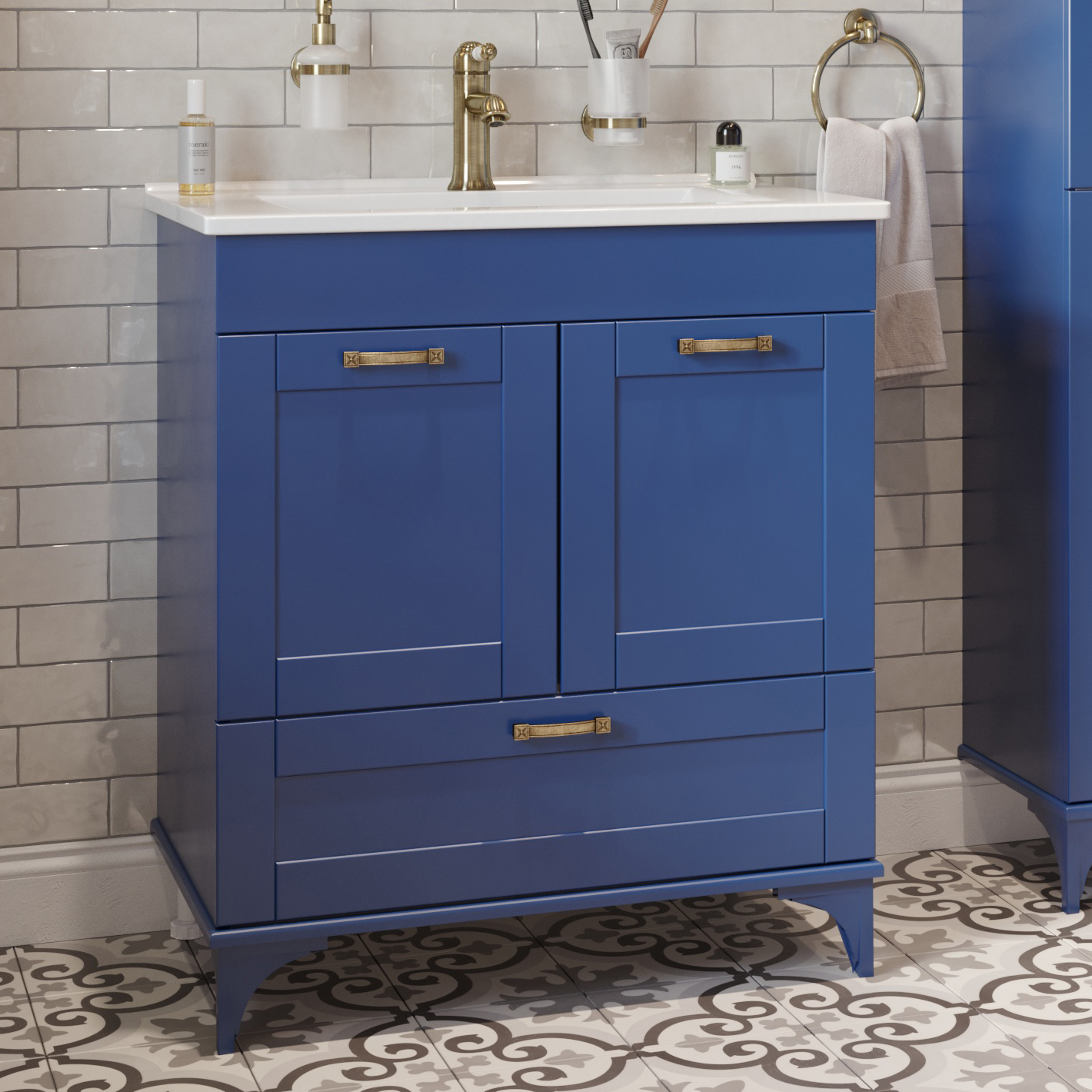 Тумба под раковину без столешницы Sanflor Ванесса 75, напольная, индиго