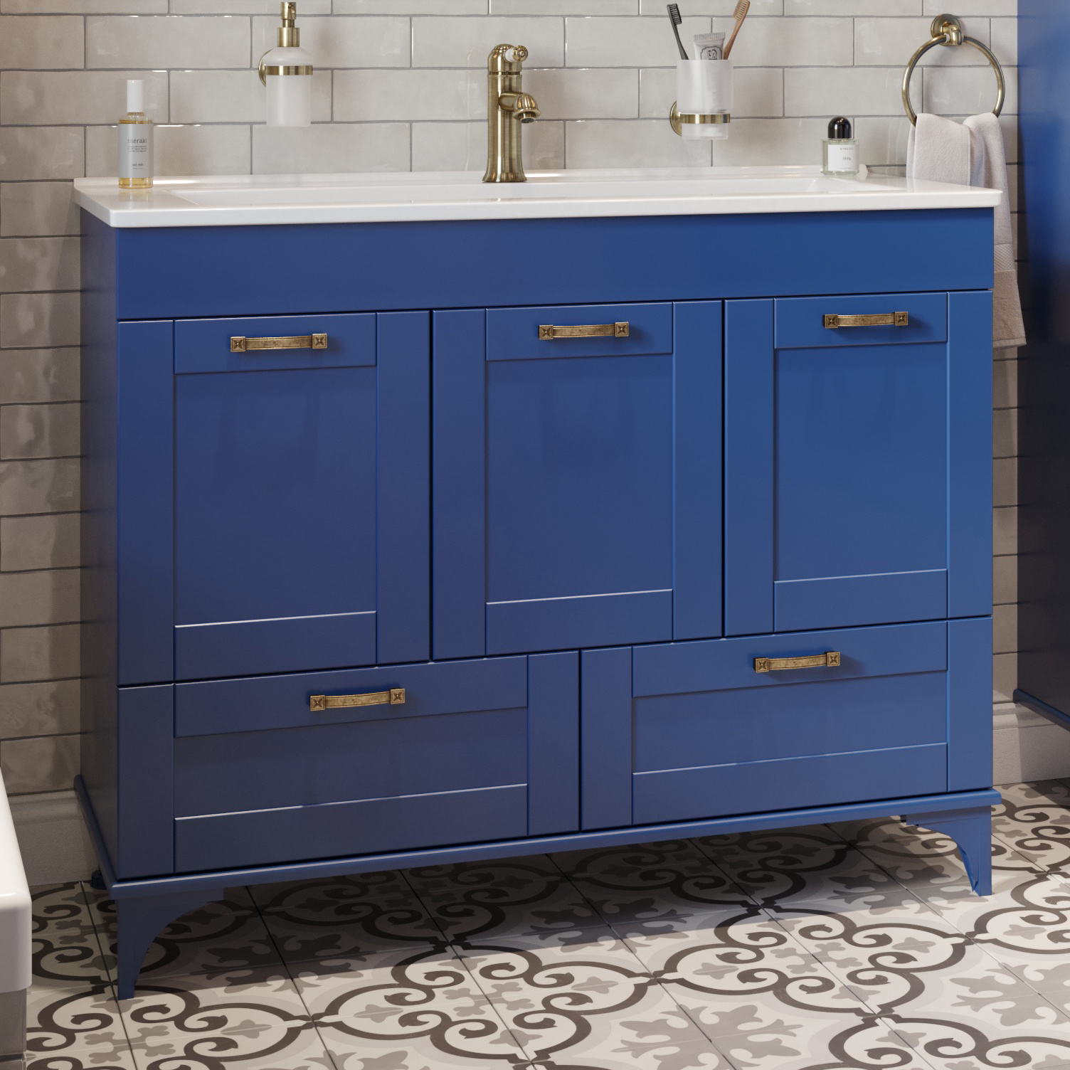 Тумба под раковину без столешницы Sanflor Ванесса 105, напольная, индиго