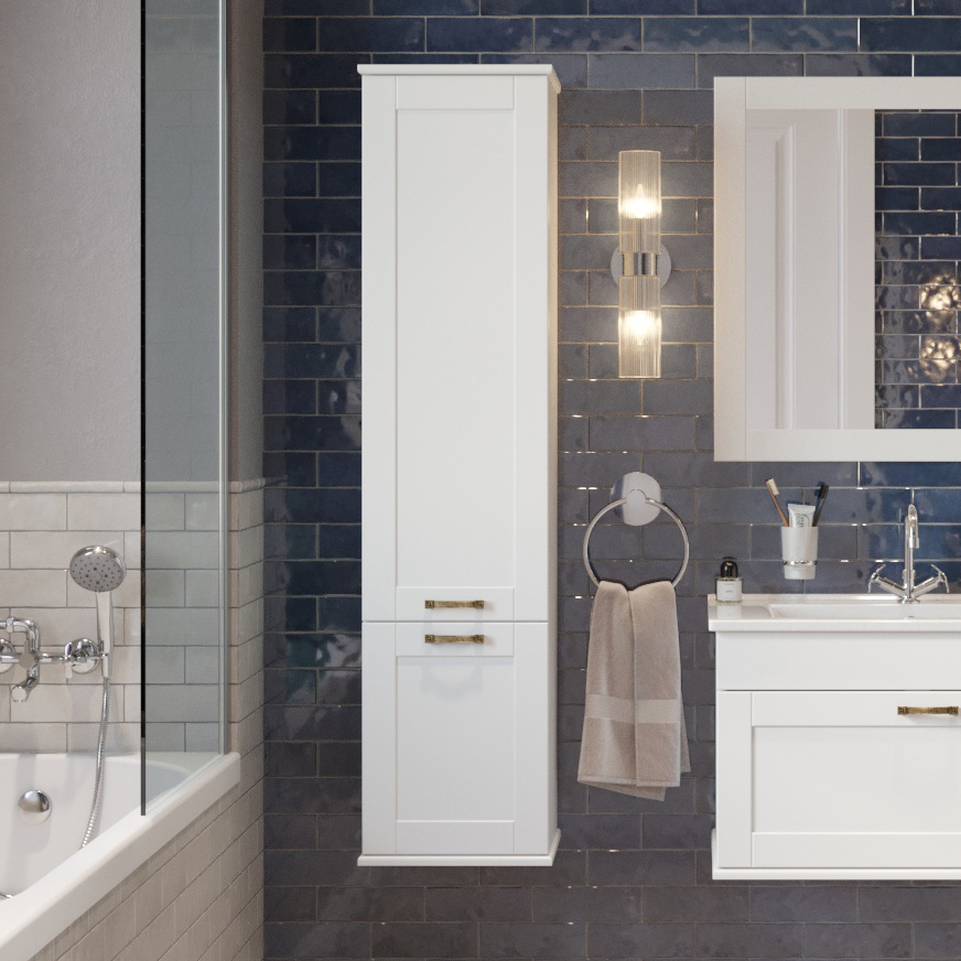 Шкаф-пенал для ванной Sanflor Ванесса L, подвесной, белый