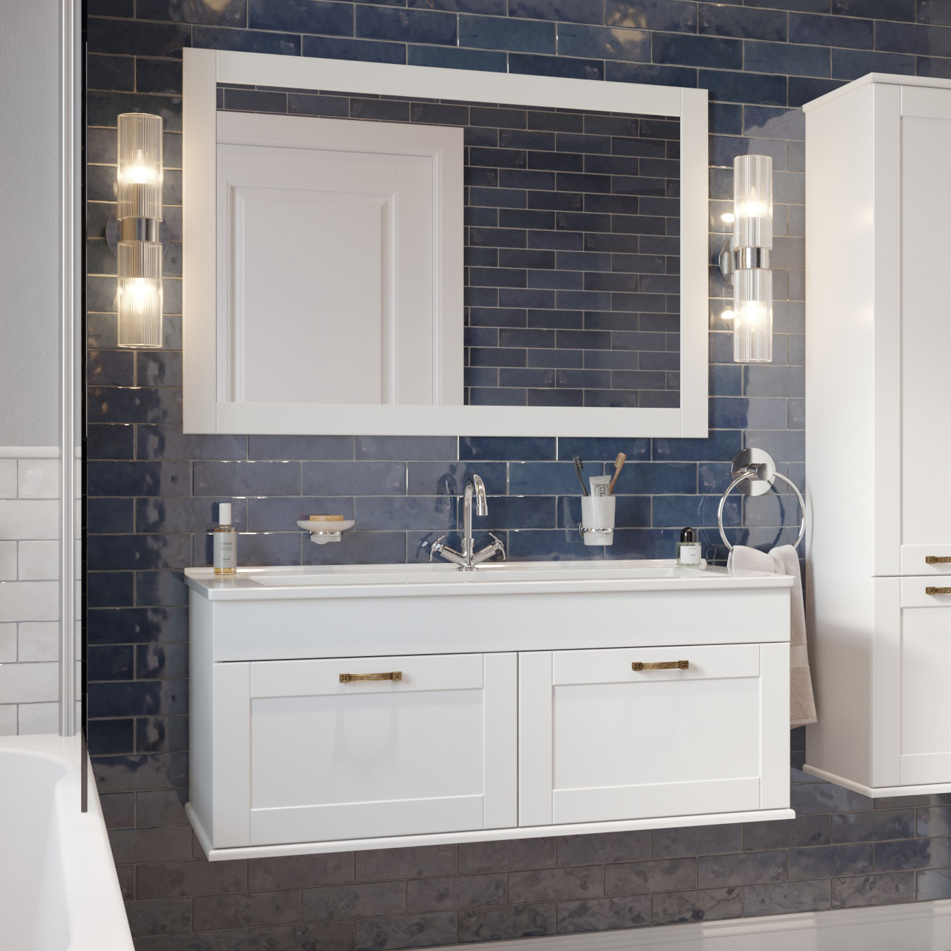 Мебель для ванной комнаты Sanflor Ванесса 105, подвесная, белая