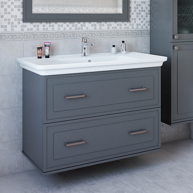 Тумба под раковину без столешницы Sanflor Модена 105, подвесная, серая