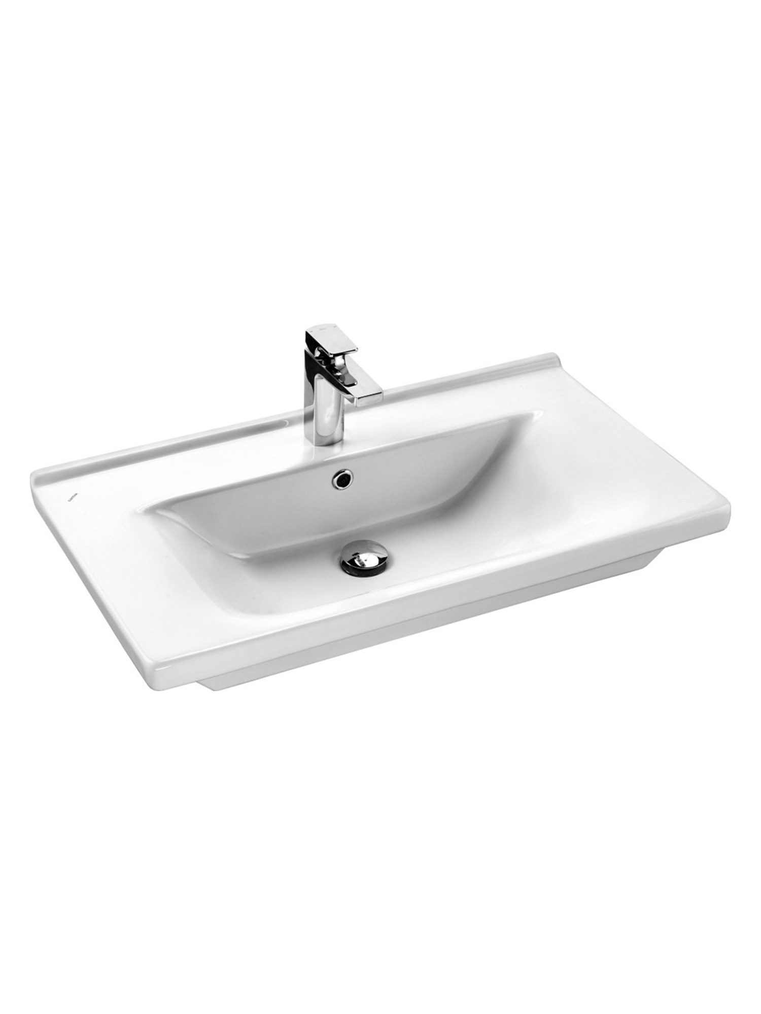 Мебельная раковина Santek Миранда 81 накладная, глянцевая белая, прямоугольная, фарфор