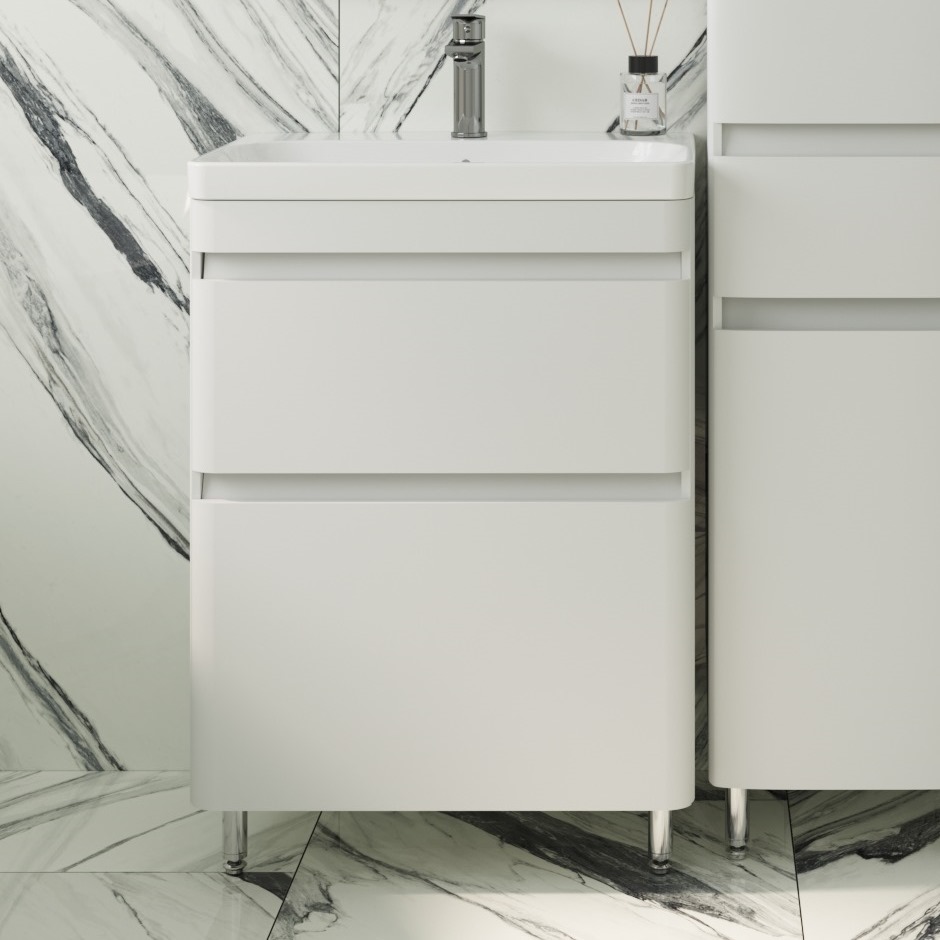 Тумба с раковиной Style Line Атлантика 60 Люкс Plus, напольная, антискрейч