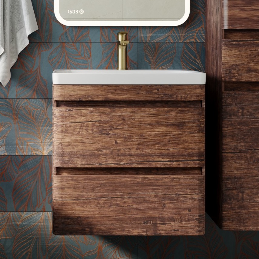 Тумба с раковиной Style Line Атлантика 60 Люкс Plus, подвесная, старое дерево