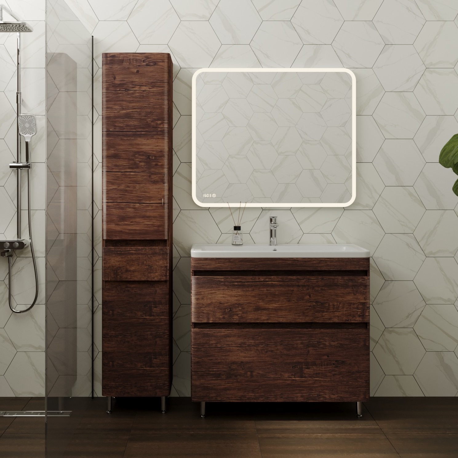 Мебель для ванной комнаты Style Line Атлантика 90 Люкс Plus, напольная,старое дерево