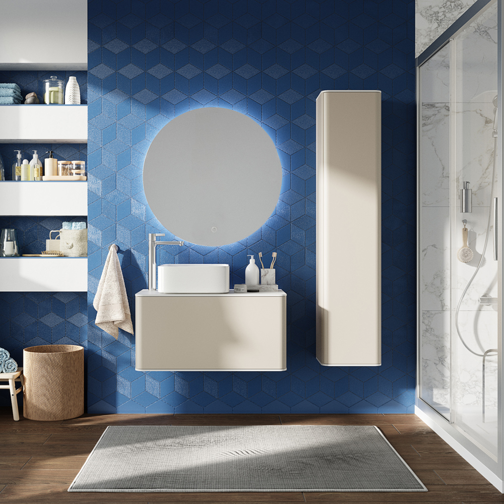 Мебель для ванной комнаты STWORKI Ноттвиль 80 бежевый шелк, с отверстием под смеситель