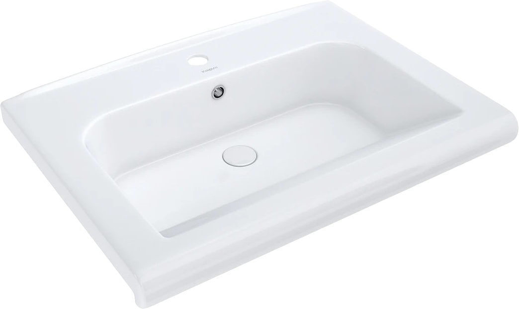 Мебельная раковина Kirovit Леонардо 70 накладная, белая, прямоугольная, фаянс