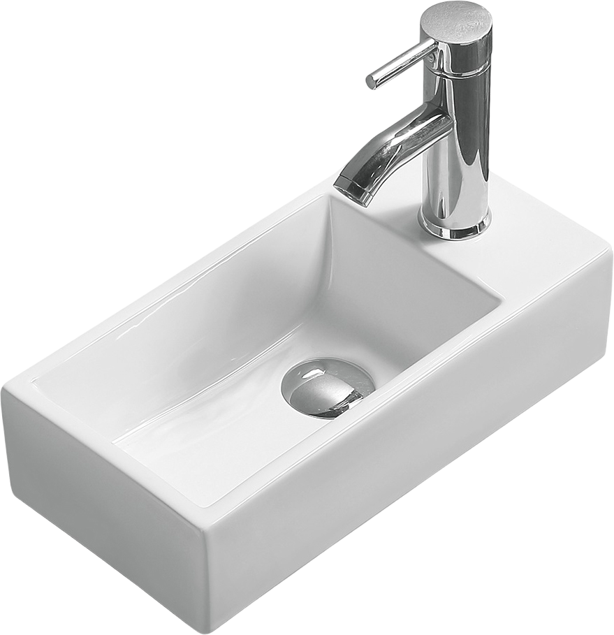 Раковина маленькая в туалет SantiLine SL-2009L 41 белая, прямоугольная, фаянс