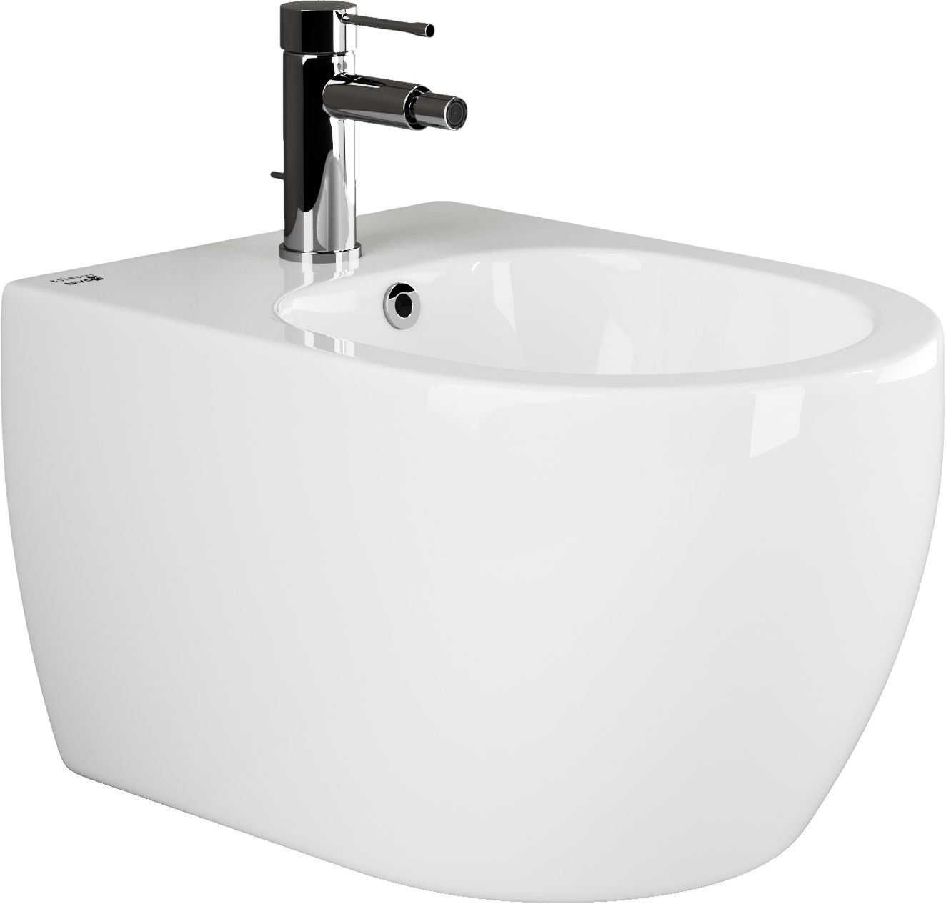 Биде подвесное Ceramicanova Play CN3002 глянцевое белое, с донным клапаном