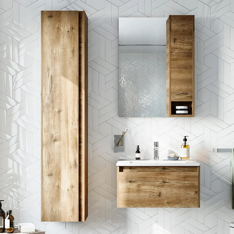 Мебель для ванной комнаты STWORKI Карлстад 60 дуб рустикальный, в стиле лофт, под дерево, подвесная (гарнитур, комплект)