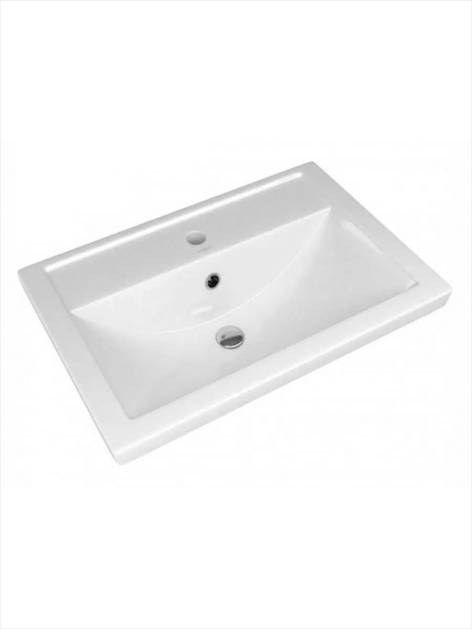 Мебельная раковина Kirovit Фостер 50 накладная, белая, прямоугольная, фарфор