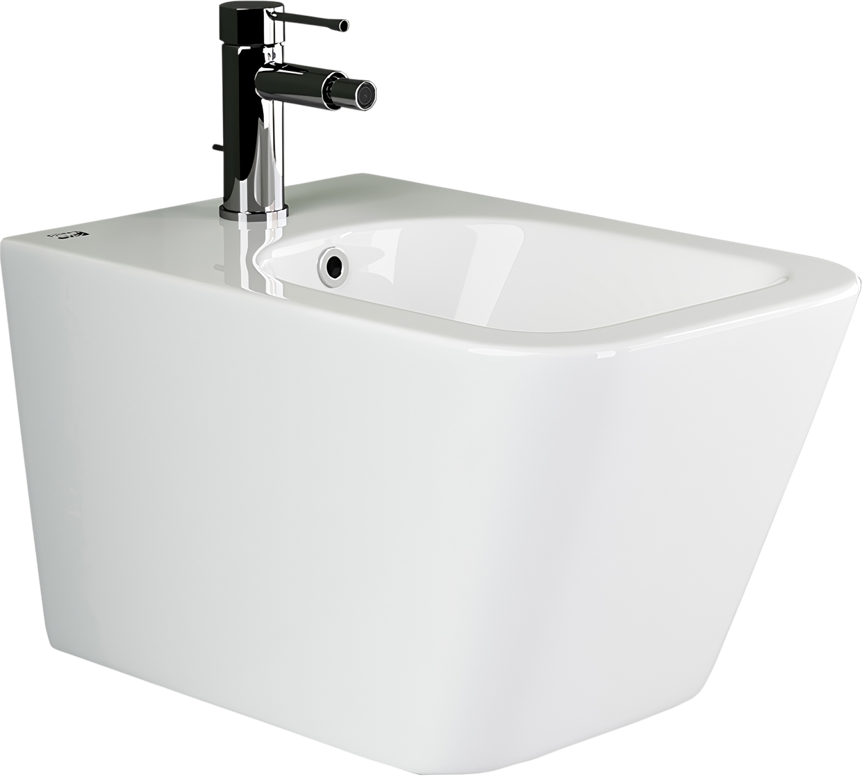 Биде подвесное Ceramicanova Метрика (Metric) CN3008 глянцевое белое, с донным клапаном