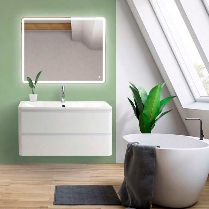Мебель для ванной комнаты BelBagno Albano 100 подвесная, bianco lucido
