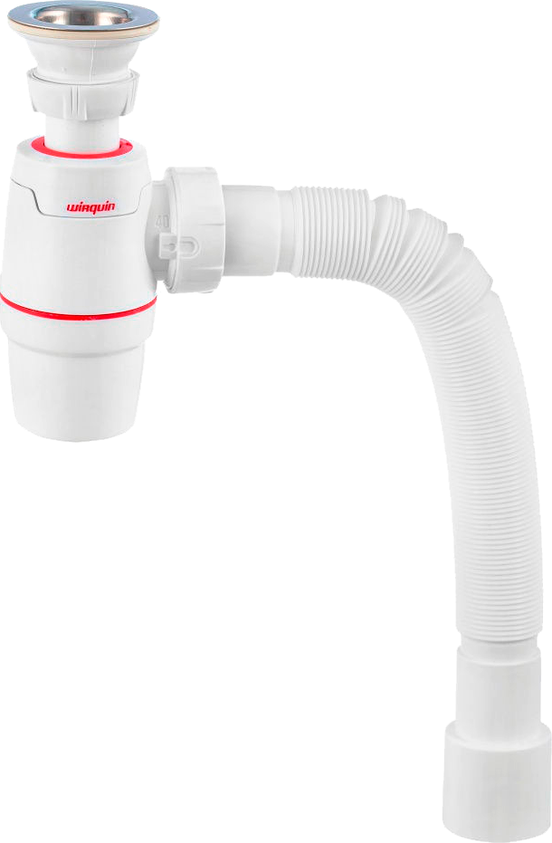 Сифон для раковины Wirquin Neo 30987065 32 мм, бутылочный, белый, с пробкой
