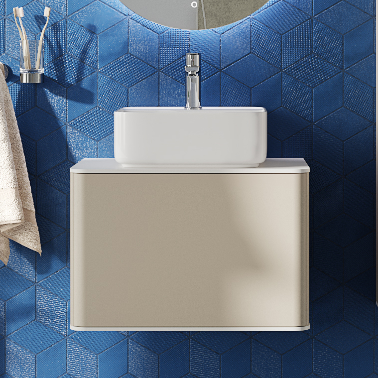 Тумба с раковиной STWORKI Ноттвиль 60 бежевый шелк