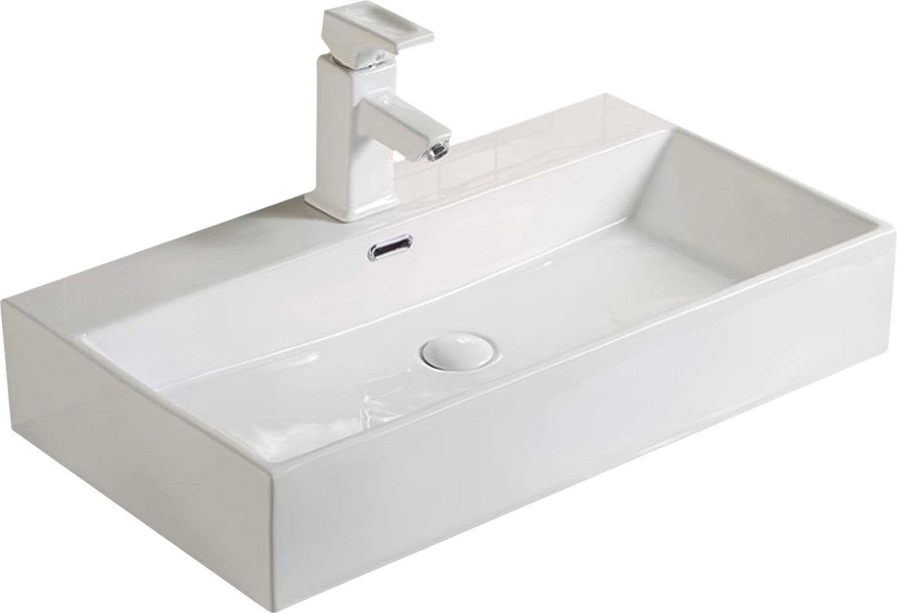 Накладная раковина SantiLine SL-1093 60 белая, прямоугольная, фаянс, с 1 отверстием под смеситель