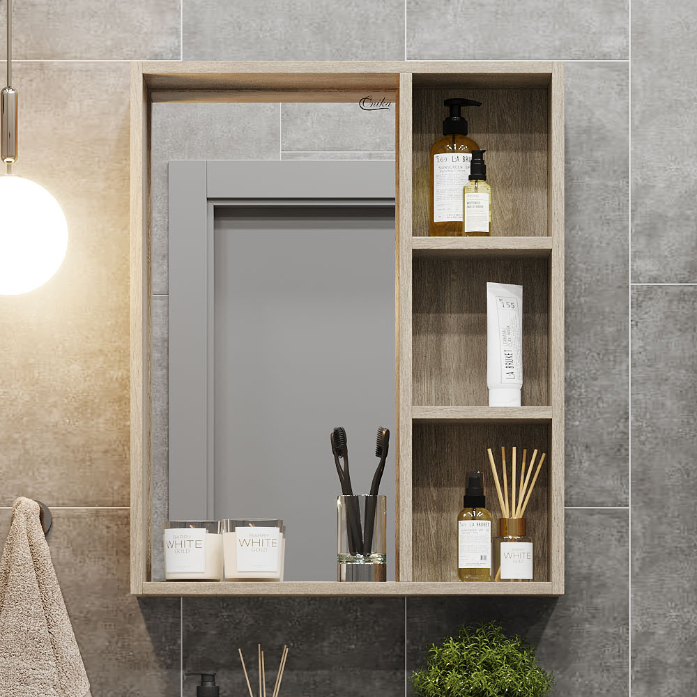 Зеркало Onika Тимбер У 60 дуб сонома, с полкой