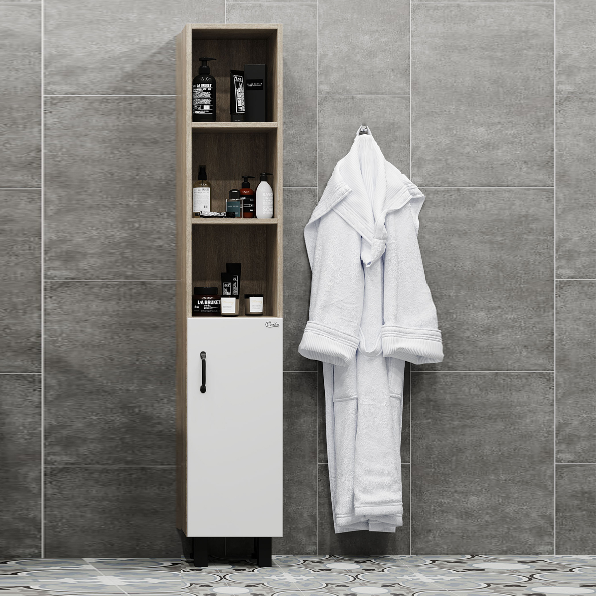 Шкаф-пенал для ванной Onika Тимбер 30.01 R, белый, дуб сонома