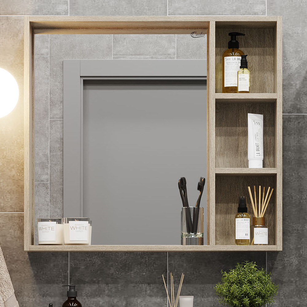 Зеркало Onika Тимбер 80 У дуб сонома, с полкой