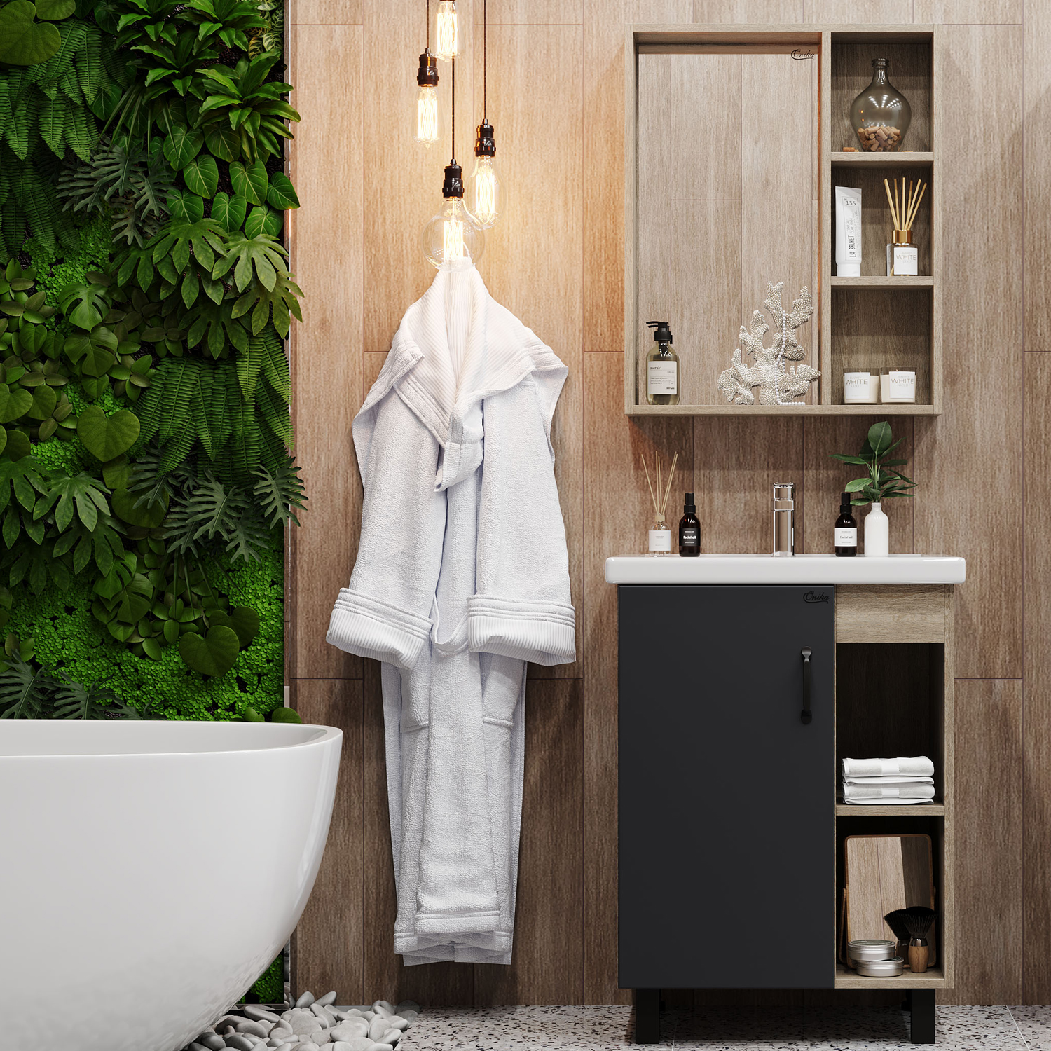 Мебель для ванной комнаты Onika Тимбер 60.01 серая, дуб сонома