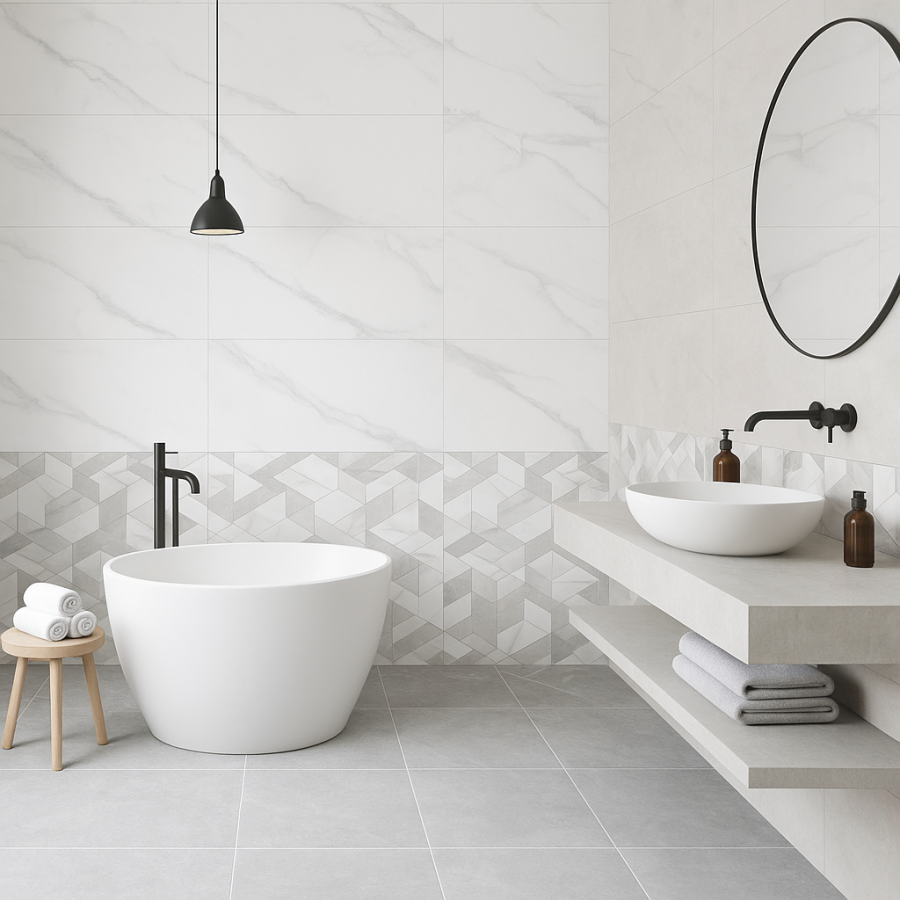 Плитка Katana white wall 01 белый мрамор 25х60 см  Gracia Ceramica 010100001460